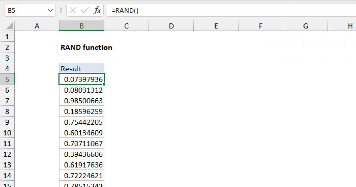 Formula To Get A Random Number In Excel